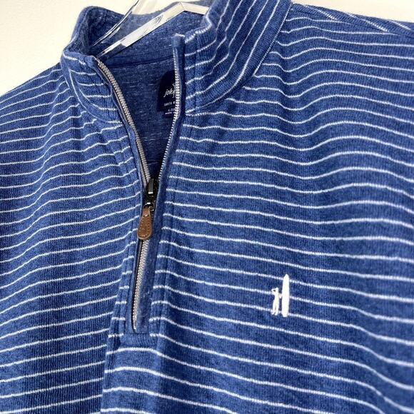 Johnnie-O Emmett Half Zip Sweatshirt Pullover Marlin Blue White Striped Knit Lg - Picture 3 of 7